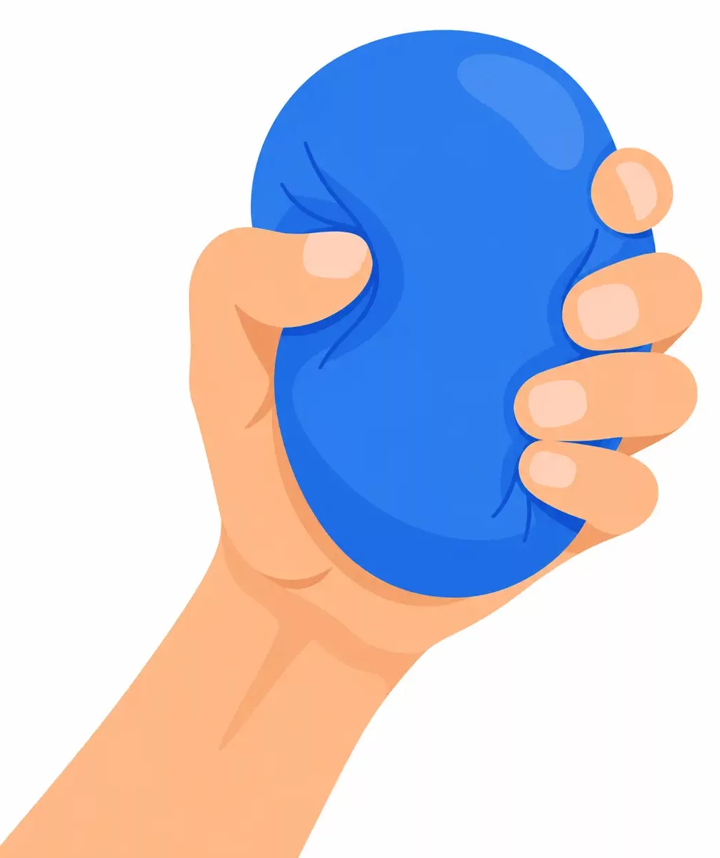 Hand Squeezing a Blue Stress Ball